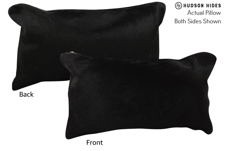 Solid Black 12"x22" Brazilian Cowhide Pillow #73280 by Hudson Hides