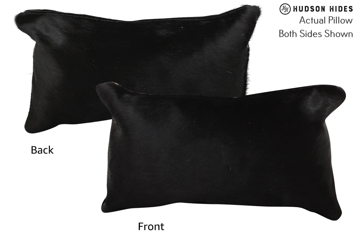 Solid Black Cowhide Pillow #73288