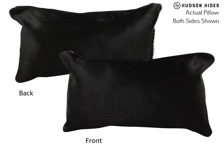 Solid Black 12"x22" Brazilian Cowhide Pillow #73288 by Hudson Hides