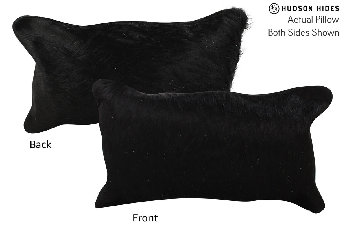 Solid Black Cowhide Pillow #73291