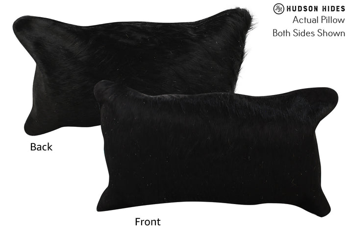 Solid Black 12"x22" Brazilian Cowhide Pillow #73291 by Hudson Hides