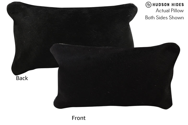 Solid Black 12"x22" Brazilian Cowhide Pillow #73301 by Hudson Hides