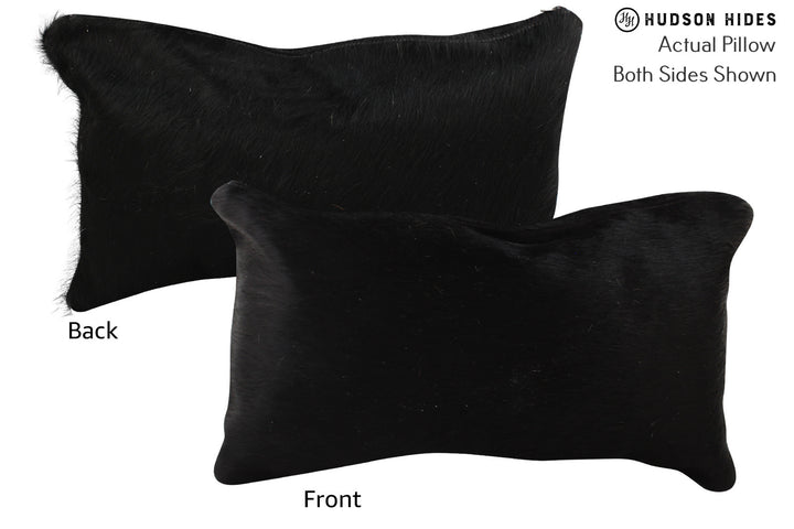 Solid Black 12"x22" Brazilian Cowhide Pillow #73305 by Hudson Hides