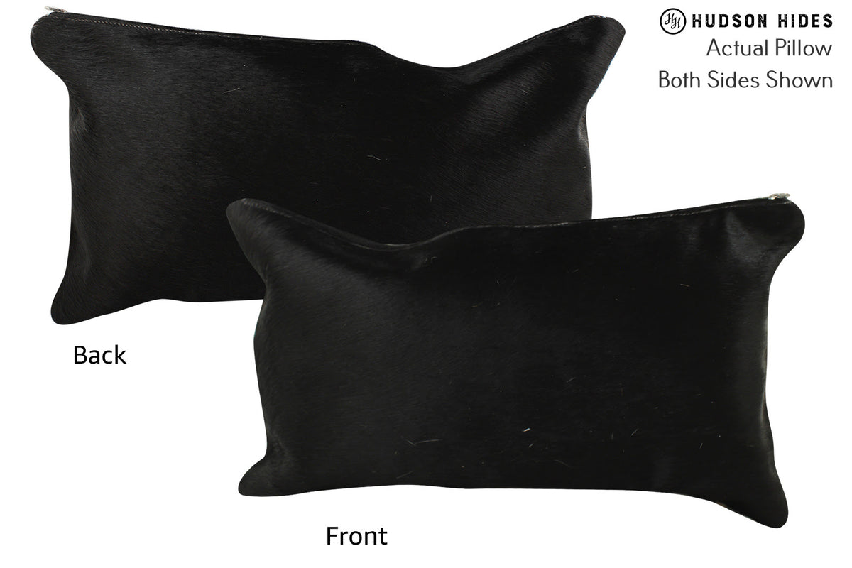 Solid Black Cowhide Pillow #73454