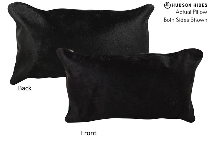 Solid Black 12"x22" Brazilian Cowhide Pillow #73628 by Hudson Hides