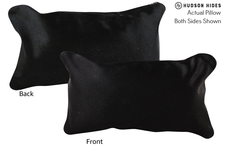 Solid Black 12"x22" Brazilian Cowhide Pillow #73794 by Hudson Hides