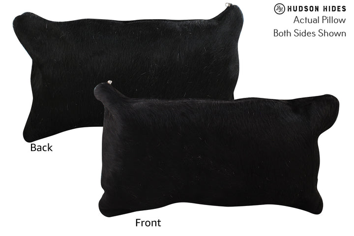 Solid Black 12"x22" Brazilian Cowhide Pillow #73796 by Hudson Hides