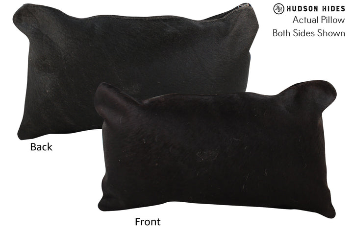 Solid Black 12"x22" Brazilian Cowhide Pillow #73801 by Hudson Hides