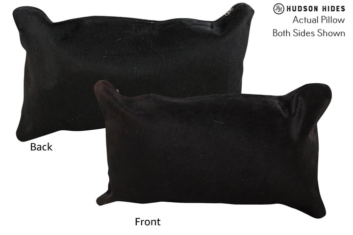 Solid Black 12"x22" Brazilian Cowhide Pillow #73827 by Hudson Hides