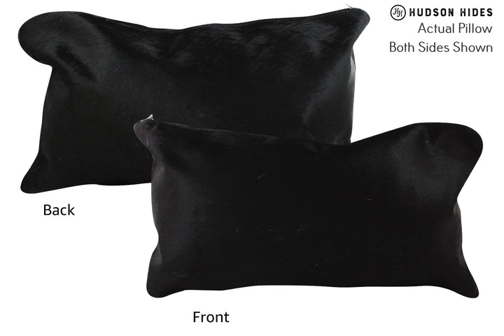 Solid Black 12"x22" Brazilian Cowhide Pillow #73829 by Hudson Hides