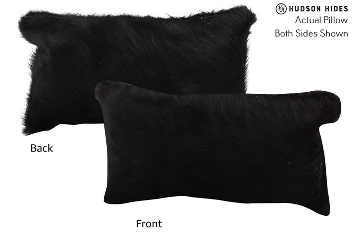 Solid Black 12"x22" Brazilian Cowhide Pillow #73831 by Hudson Hides