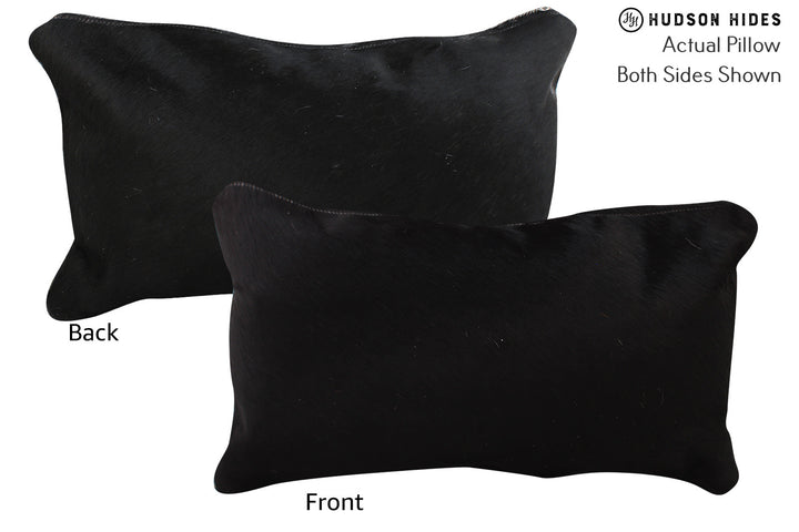 Solid Black 12"x22" Brazilian Cowhide Pillow #73837 by Hudson Hides