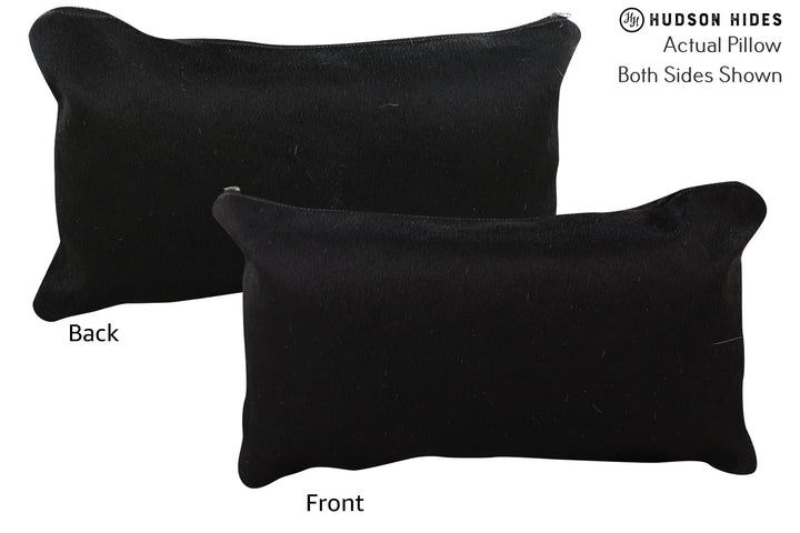 Solid Black 12"x22" Brazilian Cowhide Pillow #73852 by Hudson Hides