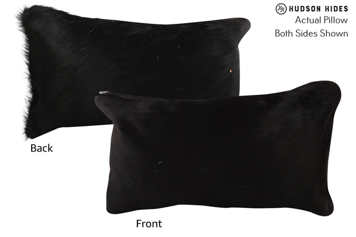 Solid Black 12"x22" Brazilian Cowhide Pillow #73858 by Hudson Hides