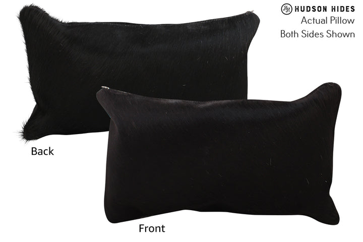 Solid Black 12"x22" Brazilian Cowhide Pillow #73870 by Hudson Hides