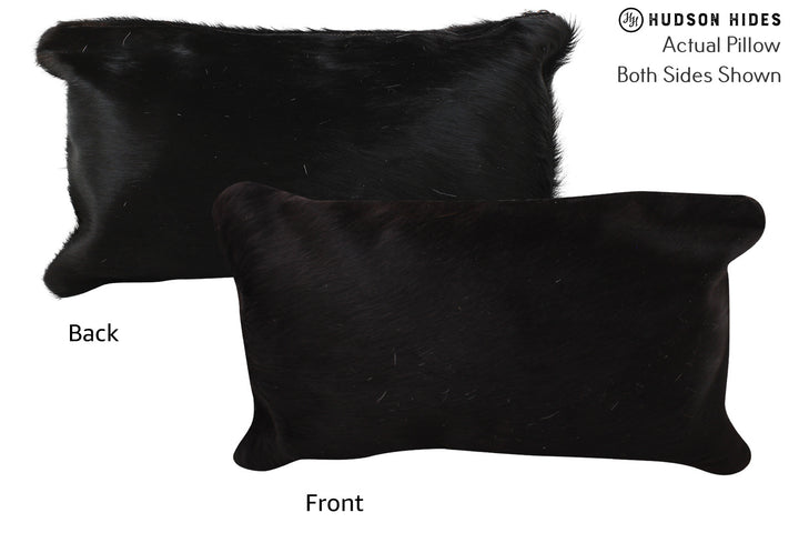 Solid Black 12"x22" Brazilian Cowhide Pillow #73878 by Hudson Hides