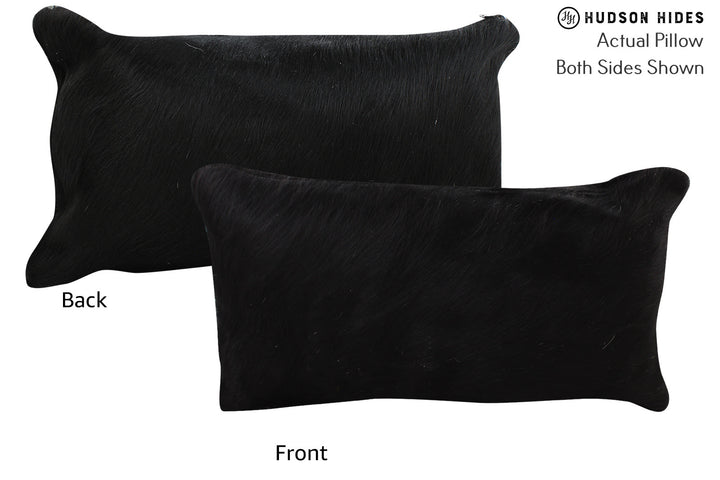 Solid Black 12"x22" Brazilian Cowhide Pillow #73879 by Hudson Hides