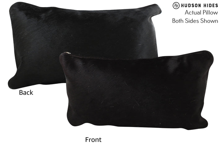Solid Black 12"x22" Brazilian Cowhide Pillow #73882 by Hudson Hides