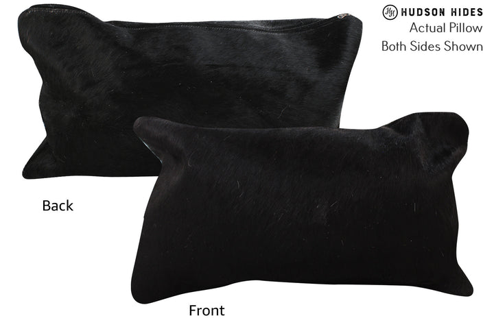 Solid Black 12"x22" Brazilian Cowhide Pillow #73887 by Hudson Hides