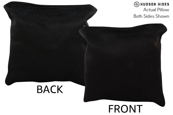 Solid Black 16"x16" Brazilian Cowhide Pillow #73906 by Hudson Hides