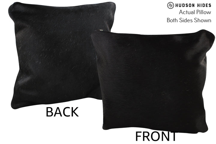 Solid Black 16"x16" Brazilian Cowhide Pillow #74059 by Hudson Hides