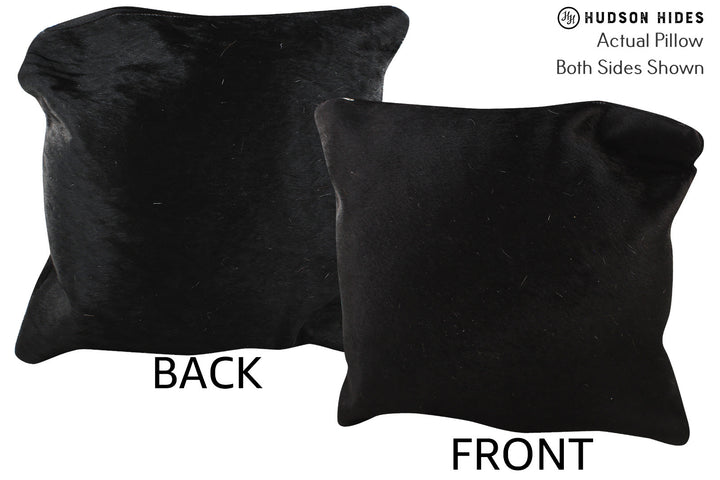 Solid Black 16"x16" Brazilian Cowhide Pillow #74062 by Hudson Hides