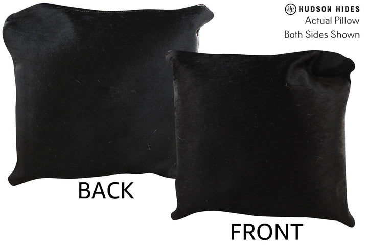 Solid Black 16"x16" Brazilian Cowhide Pillow #74066 by Hudson Hides