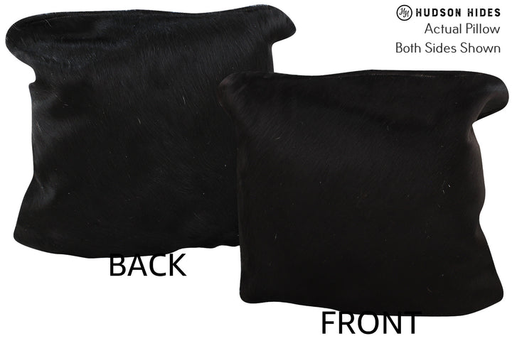 Solid Black 16"x16" Brazilian Cowhide Pillow #74070 by Hudson Hides