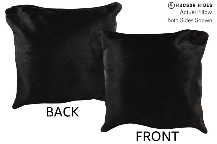 Solid Black 16"x16" Brazilian Cowhide Pillow #74084 by Hudson Hides