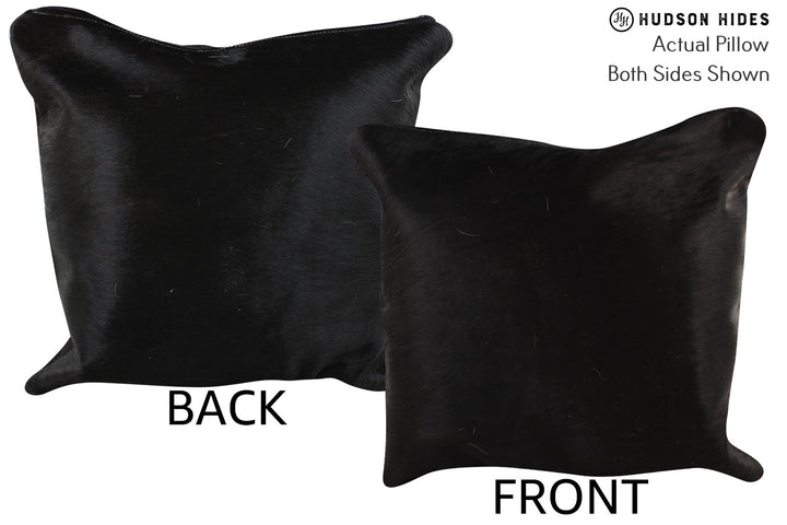 Solid Black 16"x16" Brazilian Cowhide Pillow #74088 by Hudson Hides