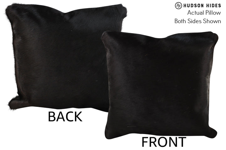 Solid Black 16"x16" Brazilian Cowhide Pillow #74095 by Hudson Hides