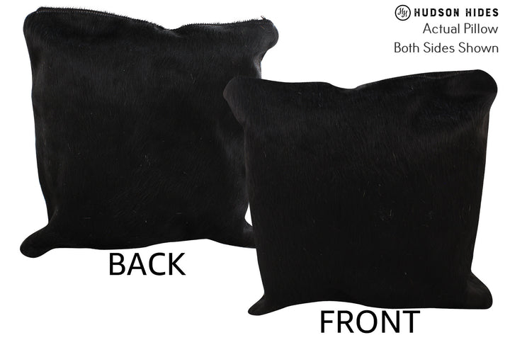 Solid Black 16"x16" Brazilian Cowhide Pillow #74099 by Hudson Hides