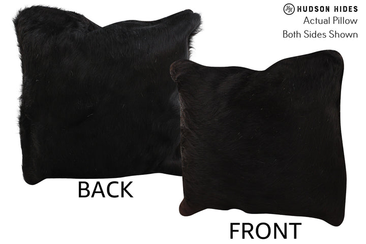 Solid Black 16"x16" Brazilian Cowhide Pillow #74107 by Hudson Hides