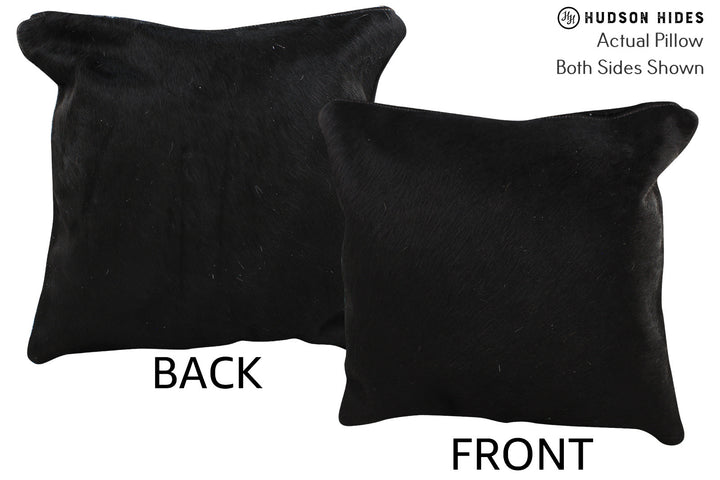 Solid Black 16"x16" Brazilian Cowhide Pillow #74113 by Hudson Hides