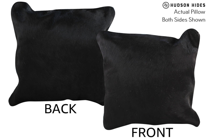 Solid Black 16"x16" Brazilian Cowhide Pillow #74124 by Hudson Hides
