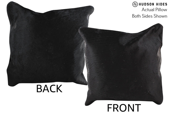 Solid Black 16"x16" Brazilian Cowhide Pillow #74128 by Hudson Hides