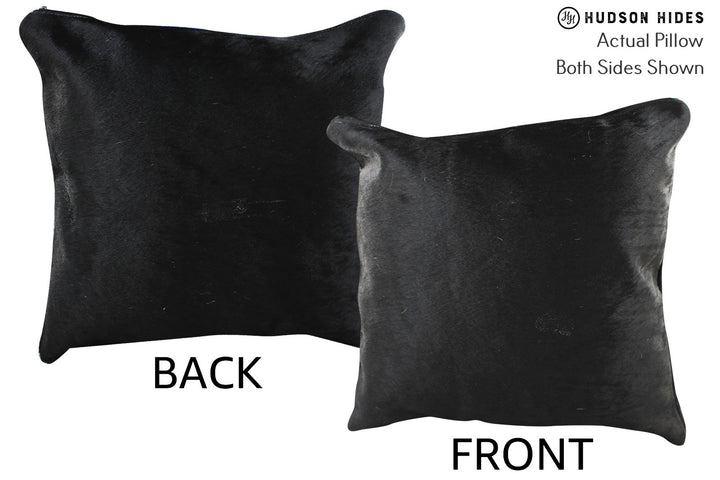 Solid Black 16"x16" Brazilian Cowhide Pillow #74131 by Hudson Hides