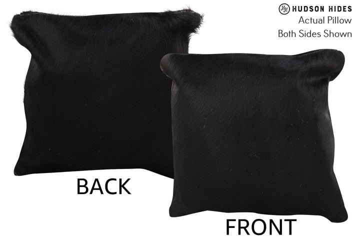 Solid Black 16"x16" Brazilian Cowhide Pillow #74139 by Hudson Hides