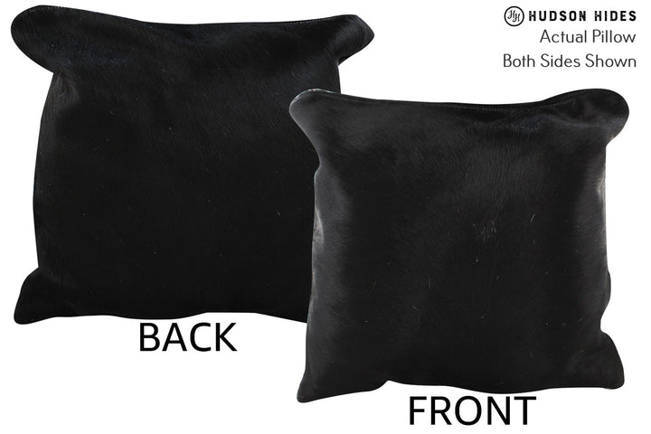 Solid Black 16"x16" Brazilian Cowhide Pillow #74161 by Hudson Hides