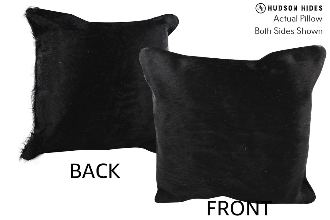 Solid Black Pillow 16"x16"#74184 by Hudson Hides