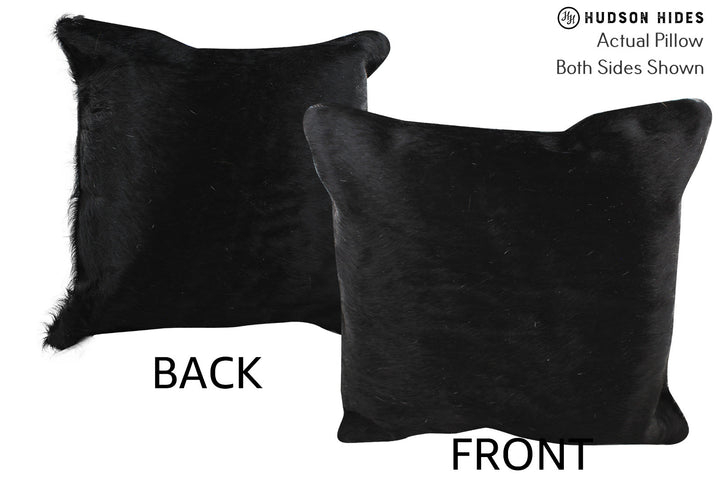 Solid Black 16"x16" Brazilian Cowhide Pillow #74184 by Hudson Hides