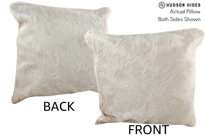Solid White 16"x16" Brazilian Cowhide Pillow #74186 by Hudson Hides