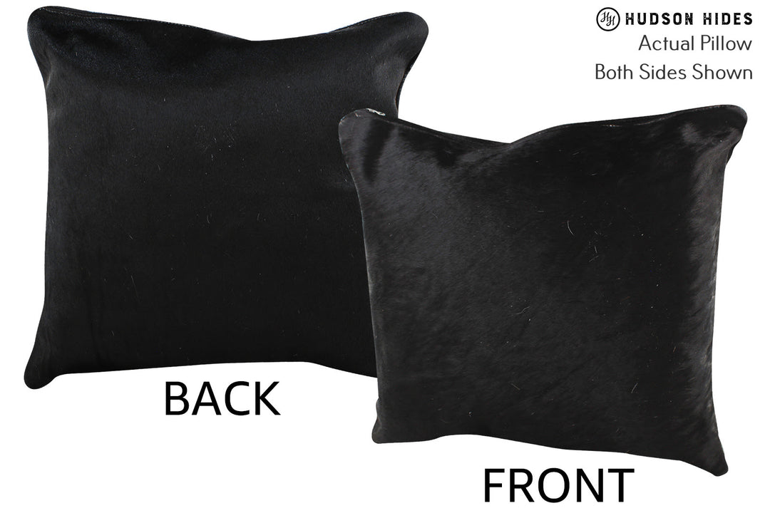 Solid Black Pillow 16"x16"#74192 by Hudson Hides