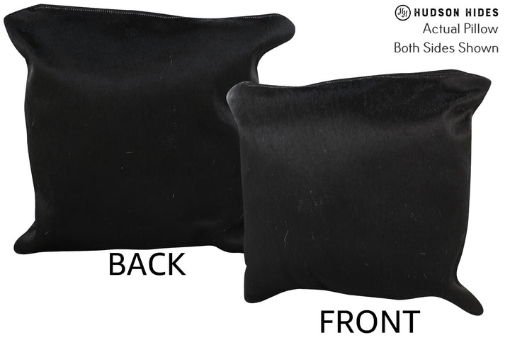 Solid Black 16"x16" Brazilian Cowhide Pillow #74204 by Hudson Hides