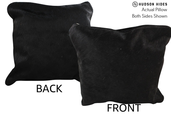 Solid Black 16"x16" Brazilian Cowhide Pillow #74209 by Hudson Hides