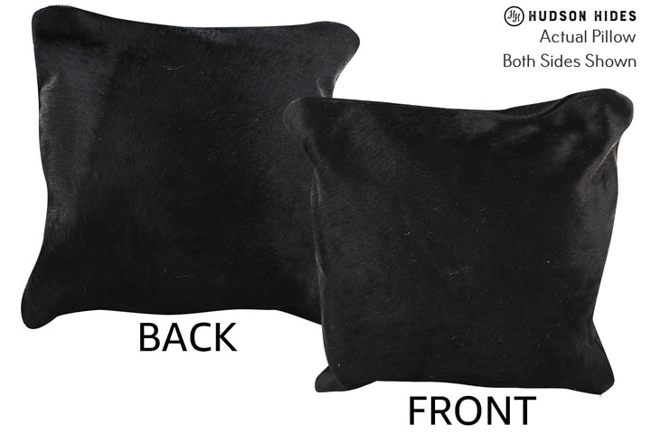 Solid Black 16"x16" Brazilian Cowhide Pillow #74221 by Hudson Hides
