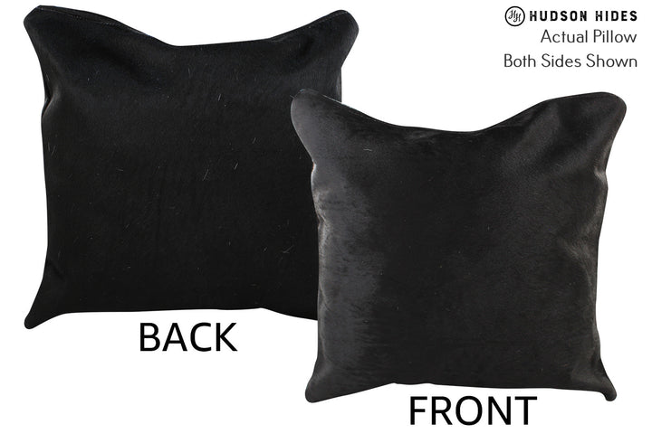 Solid Black 16"x16" Brazilian Cowhide Pillow #74227 by Hudson Hides