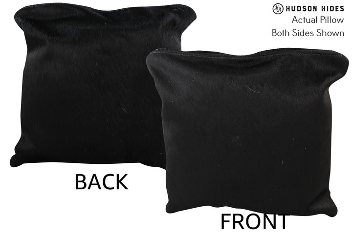 Solid Black 16"x16" Brazilian Cowhide Pillow #74237 by Hudson Hides