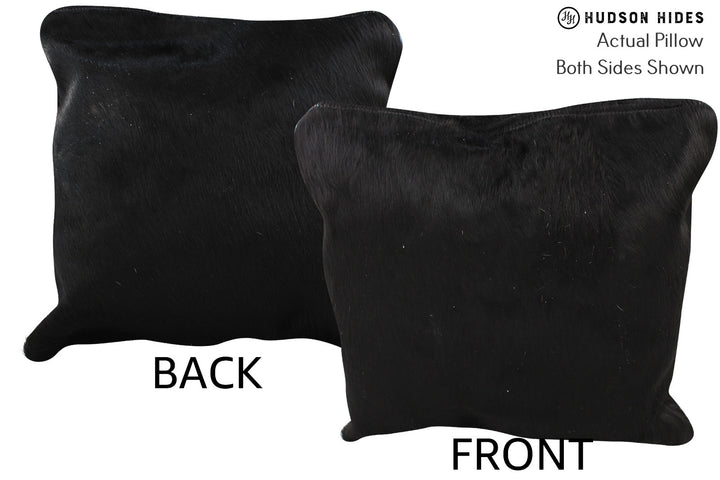 Solid Black 16"x16" Brazilian Cowhide Pillow #74240 by Hudson Hides