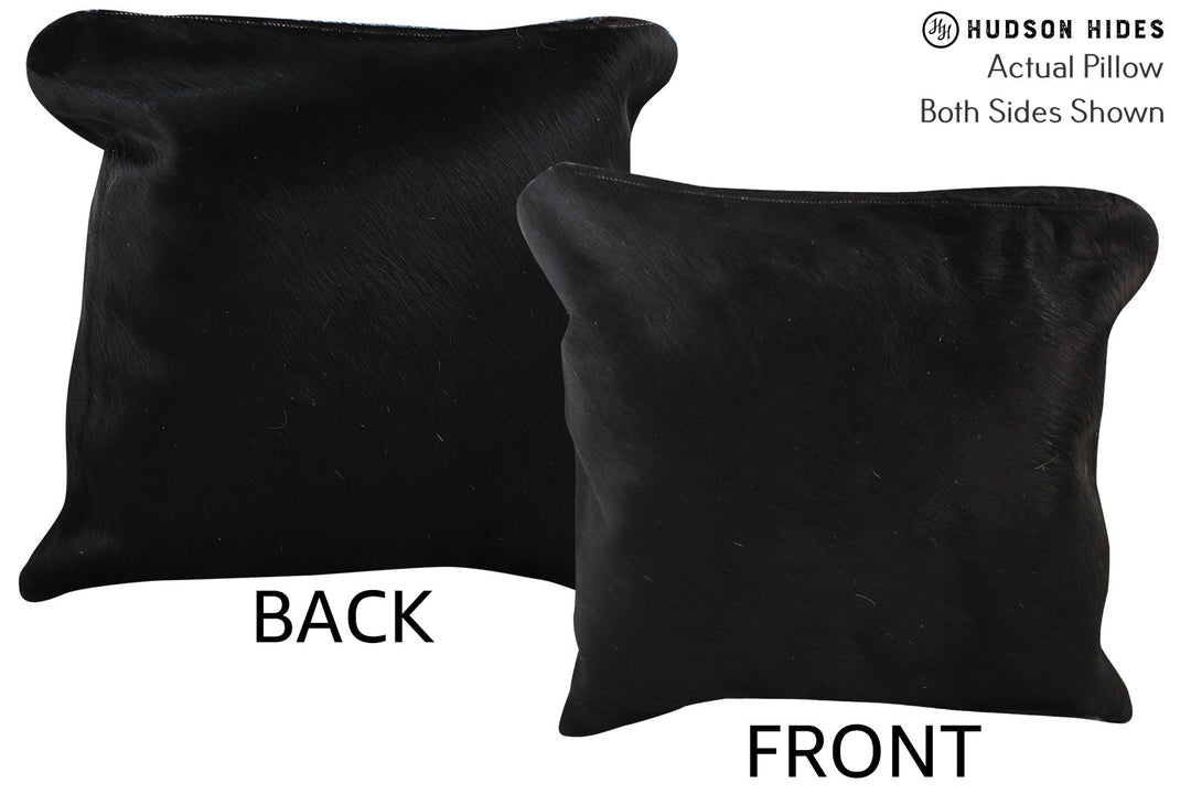 Solid Black Pillow 16"x16"#74244 by Hudson Hides